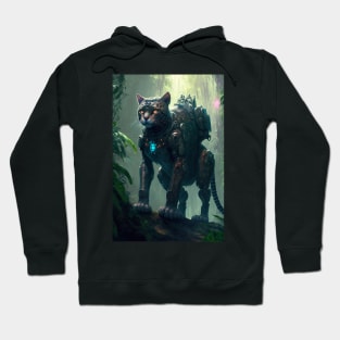 Cyborg cat in the jungle Hoodie